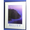 Framed Motivational Poster "Belief", 24 x 30